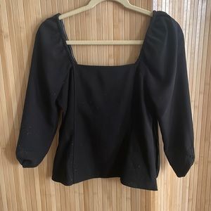 Something Navy Black Puff Sleeve Blouse
